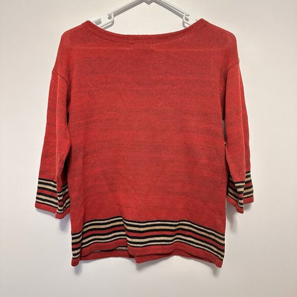 Chaps Ralph Lauren Womens XS Aztec Navajo Southwestern Knit Top Linen Blend Boho - Picture 4 of 6